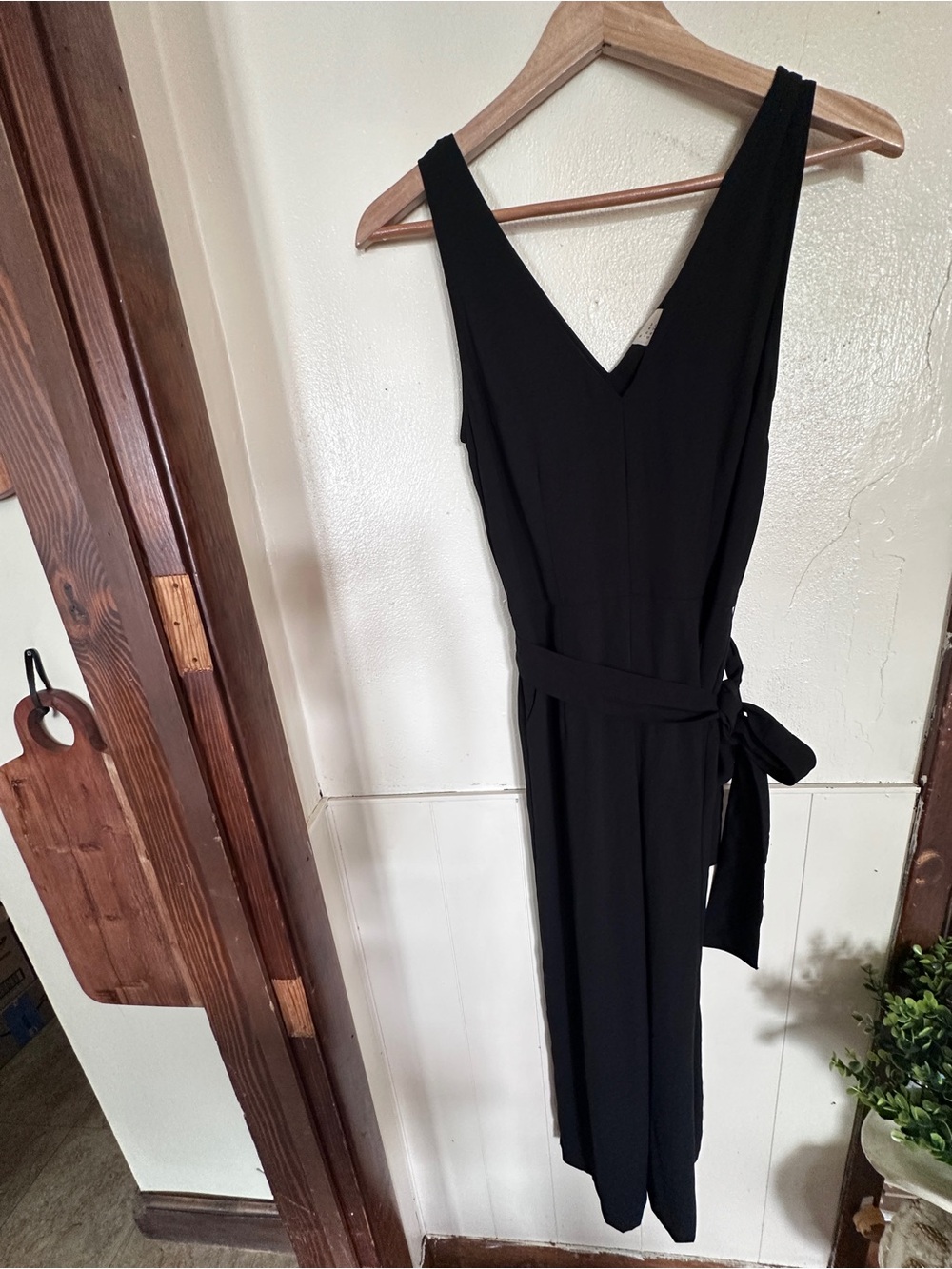 A New Day- Black V-Neck Sleeveless Jumpsuit with Waist Tie Size XS